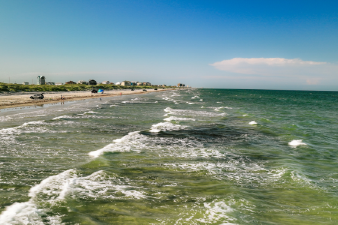 Sandy beach and waves