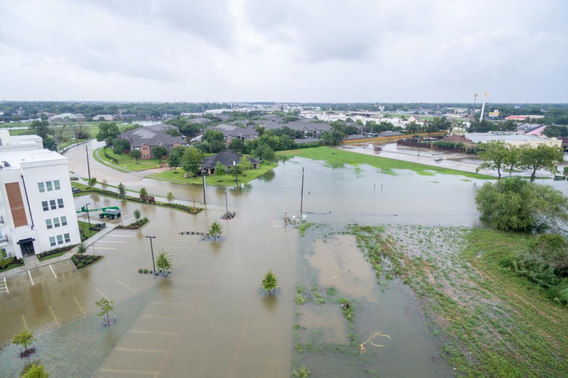 flooded roads and neighborhood